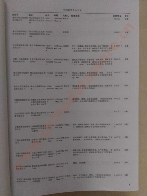 中國(guó)陶瓷企業(yè)黃頁(yè)可開(kāi)展精準(zhǔn)營(yíng)銷，電話營(yíng)銷、郵件營(yíng)銷、傳真營(yíng)銷等等多管齊下，圓您銷售冠軍夢(mèng)
